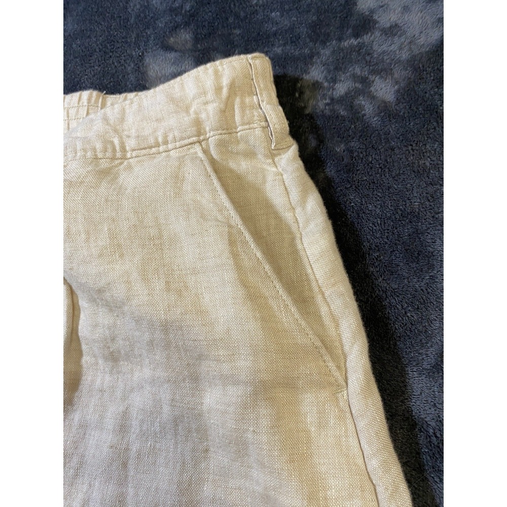 Lands' End Womens 18W Button Front Linen Midi Skirt Beige Cream Pockets Plus - Picture 4 of 10